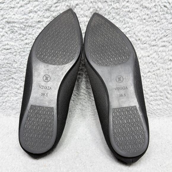 Vivaia Addriane Womens Size 7.5 Pointed Toe Bow Flats Black Knit - Picture 9 of 10